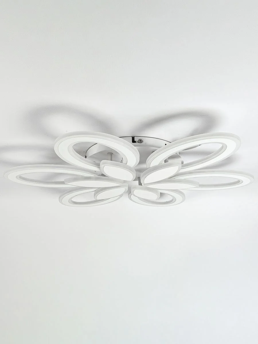 Белый светодиодная диммируемая люстра 3000-6500К 120Вт Glanzen LED-0120-Camelia-white 35кв.м 4 р