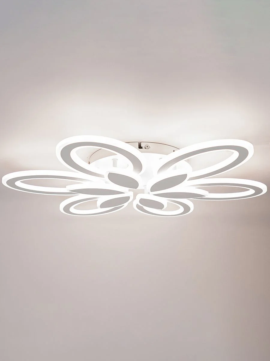 Белый светодиодная диммируемая люстра 3000-6500К 120Вт Glanzen LED-0120-Camelia-white 35кв.м 4 р