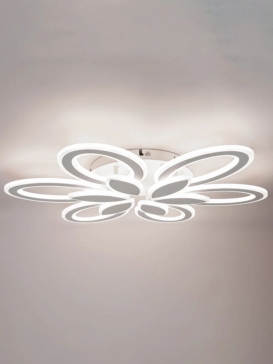 Белый светодиодная диммируемая люстра 3000-6500К 120Вт Glanzen LED-0120-Camelia-white 35кв.м 4 р
