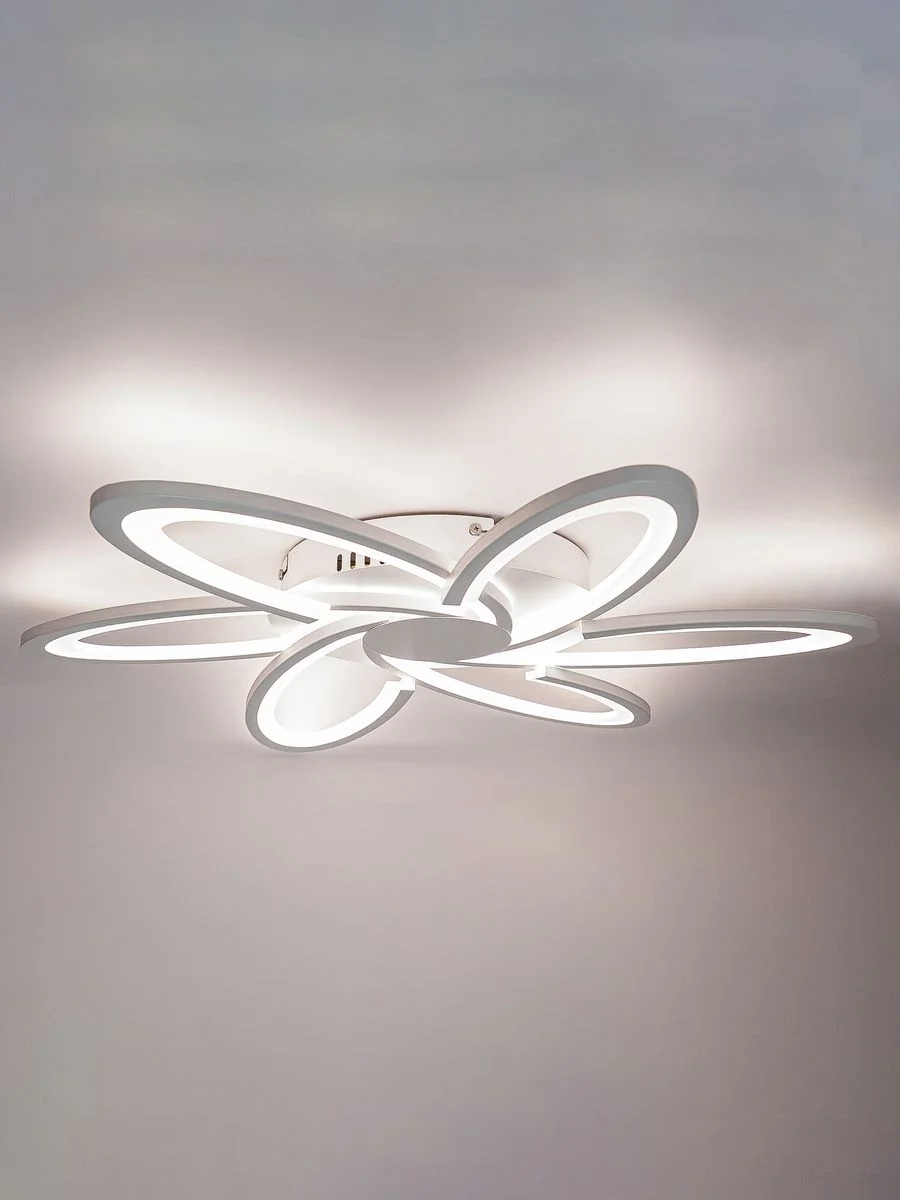 Белый светодиодная диммируемая люстра 3000-6500К 90Вт GLANZEN LED-0090-SATURN-white 35 кв.м 4 р