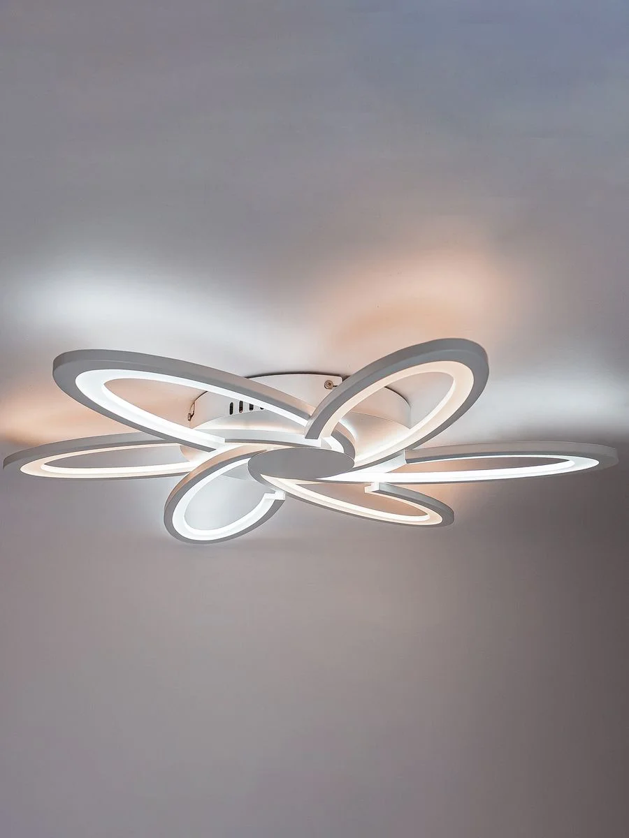 Белый светодиодная диммируемая люстра 3000-6500К 90Вт GLANZEN LED-0090-SATURN-white 35 кв.м 4 р