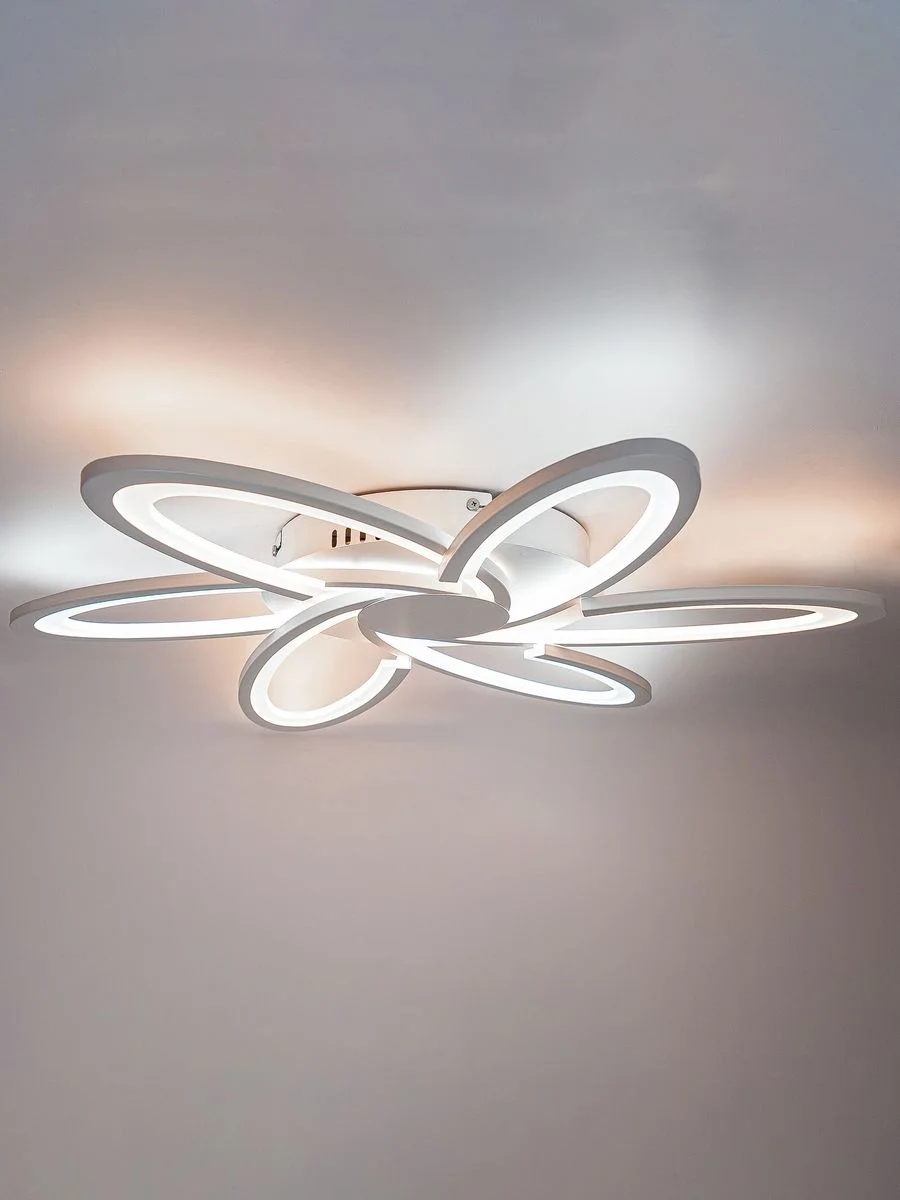 Белый светодиодная диммируемая люстра 3000-6500К 90Вт GLANZEN LED-0090-SATURN-white 35 кв.м 4 р