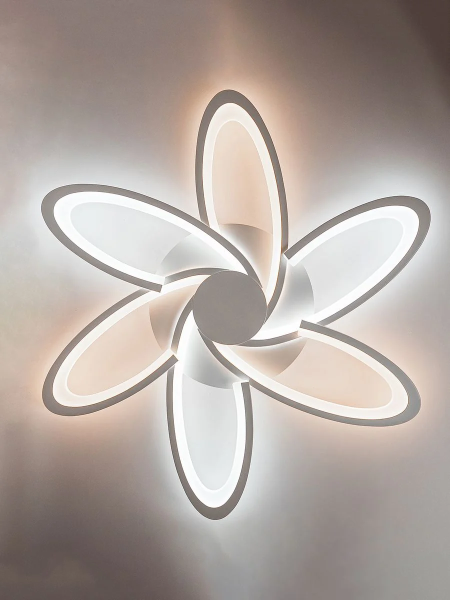 Белый светодиодная диммируемая люстра 3000-6500К 90Вт GLANZEN LED-0090-SATURN-white 35 кв.м 4 р