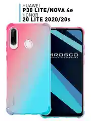 Голубой чехол для Honor 20S, 20 Lite 2020, Huawei P30 Lite, Nova 4e противоударный ROSCO с углами