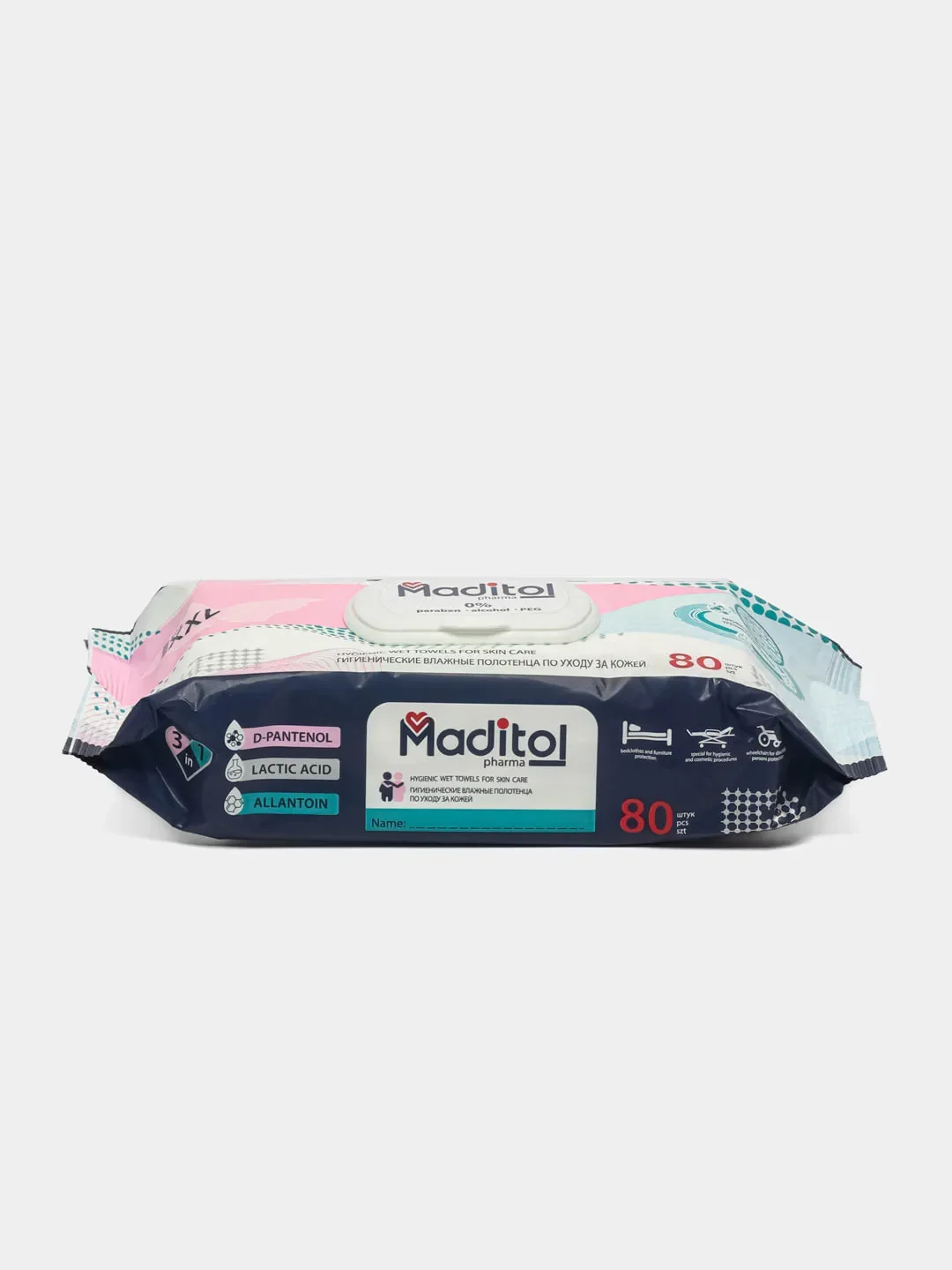 Влажные гигиенические полотенца / салфетки Maditol 80 шт с Д-пантенолом