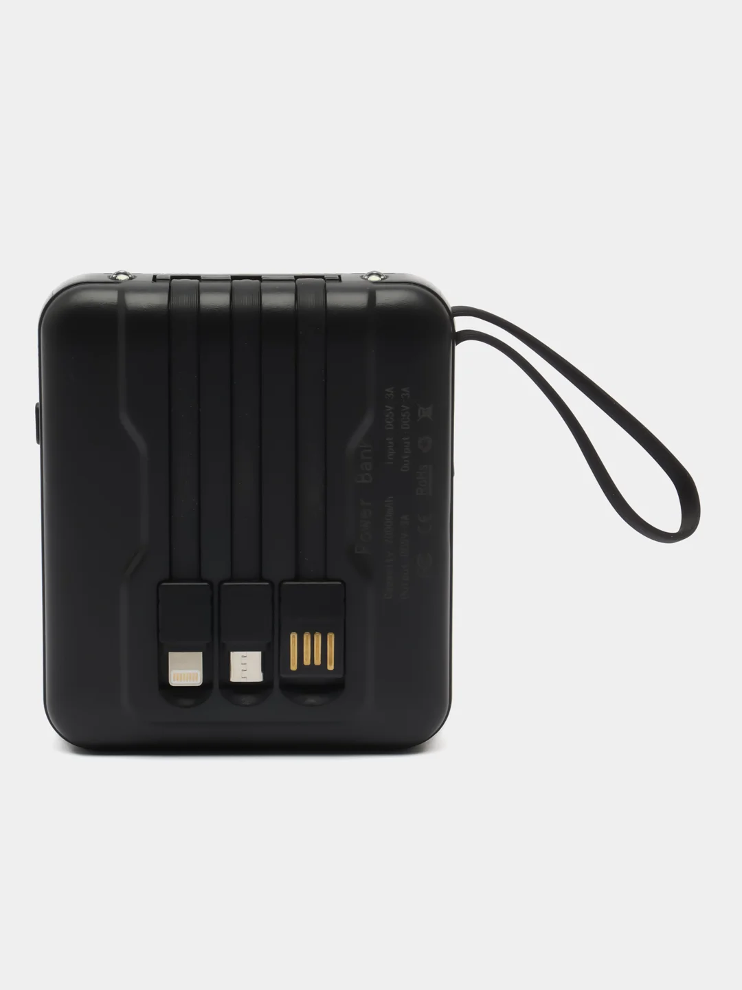 Хром внешний аккумулятор c быстрой зарядкой с встроенными кабелями Power Bank, 20000/30000 mAh