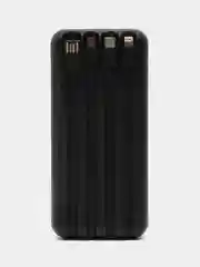 Черный внешний аккумулятор c быстрой зарядкой с встроенными кабелями Power Bank, 20000/30000 mAh