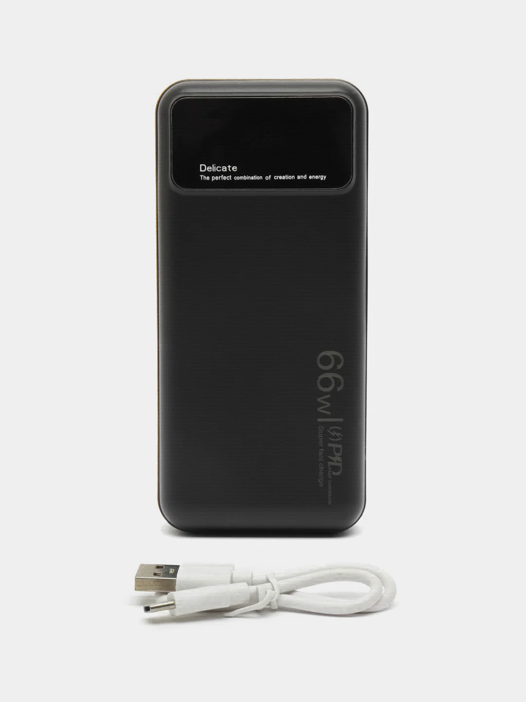 Черный внешний аккумулятор c быстрой зарядкой с встроенными кабелями Power Bank, 20000/30000 mAh
