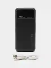 Черный внешний аккумулятор c быстрой зарядкой с встроенными кабелями Power Bank, 20000/30000 mAh