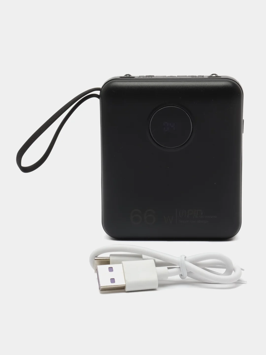 Хром внешний аккумулятор c быстрой зарядкой с встроенными кабелями Power Bank, 20000/30000 mAh