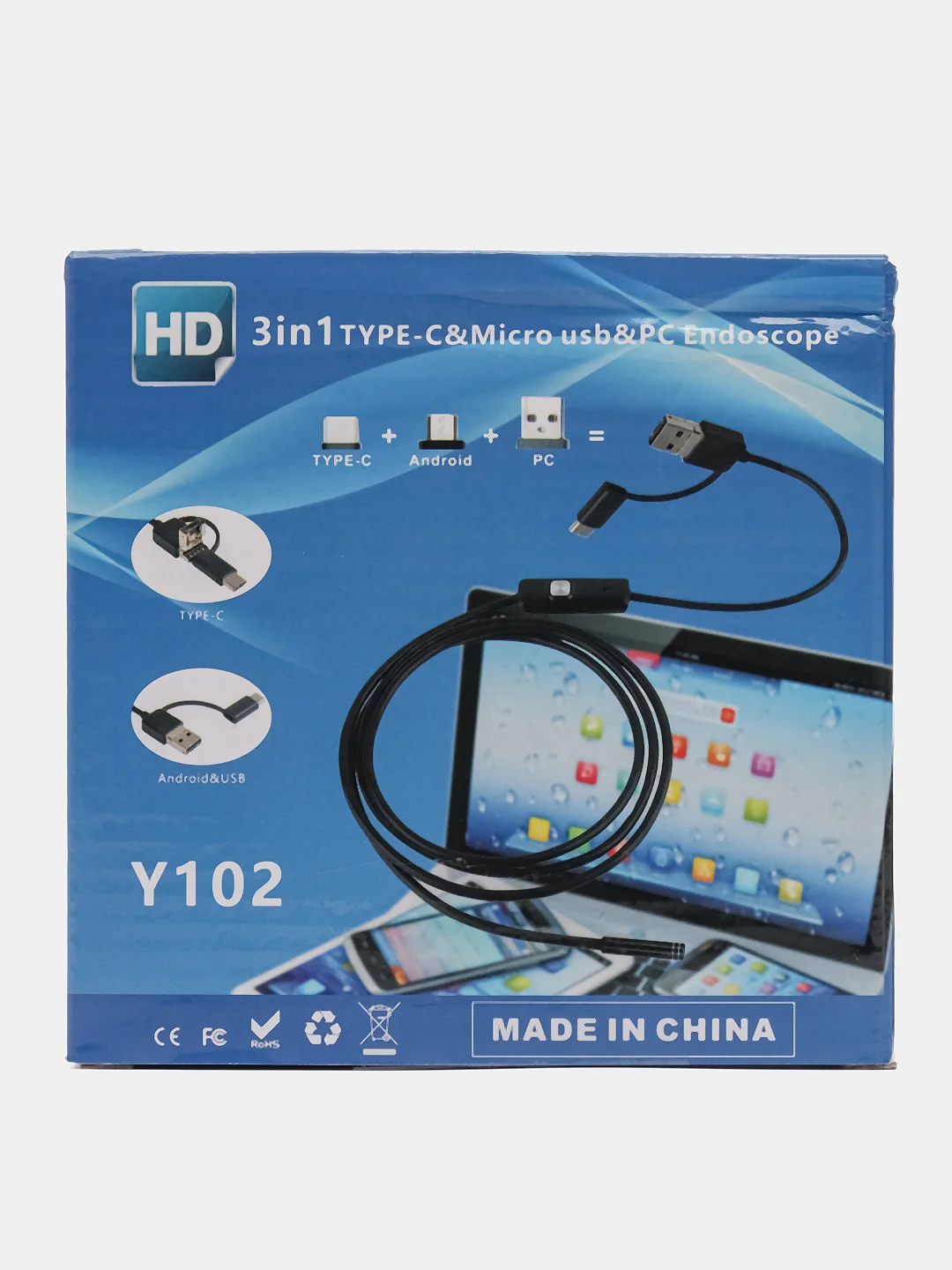 Черный гибкий эндоскоп/ Видеоэндоскоп для смартфона