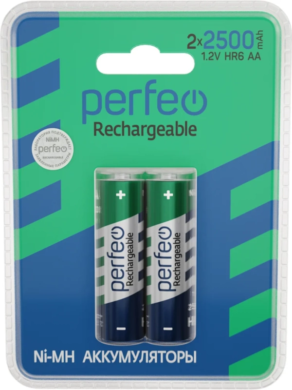 Аккумуляторные батарейки пальчиковые Perfeo AA2500mAh/2ШТ в блистере
