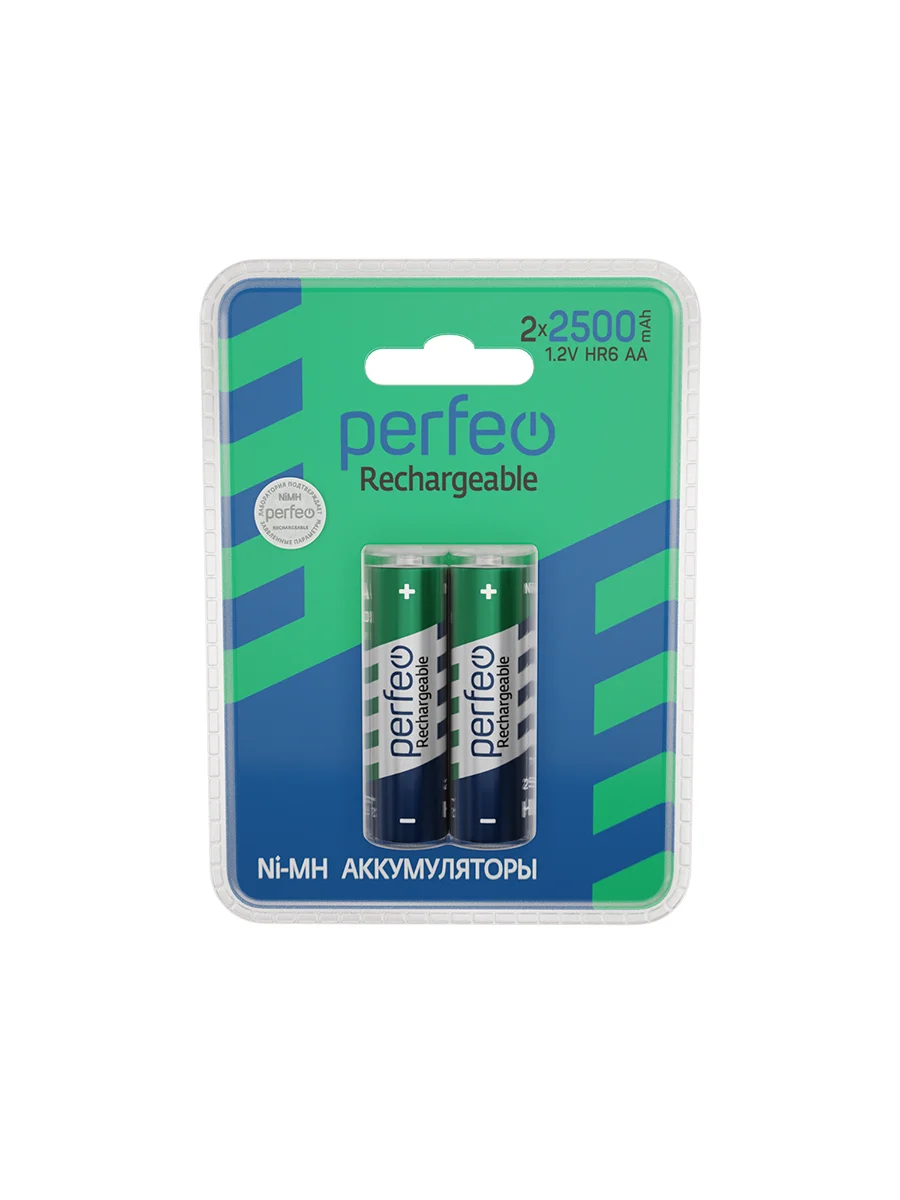 Аккумуляторные батарейки пальчиковые Perfeo AA2500mAh/2ШТ в блистере