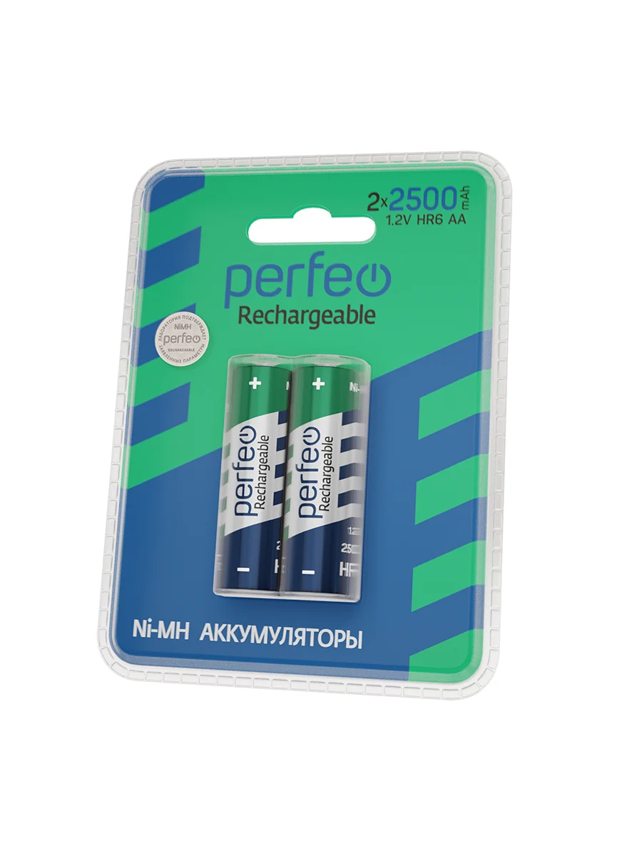 Аккумуляторные батарейки пальчиковые Perfeo AA2500mAh/2ШТ в блистере