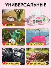 Влажные салфетки, универсальные, "Клубника", 12 х 120 шт, с клапаном