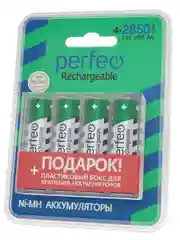 Аккумуляторные батарейки пальчиковые Perfeo AA2850mAh/4ШТ+ пластиковые бокс