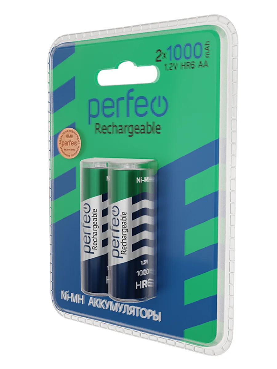 Аккумуляторные батарейки мизинчиковые Perfeo AAA1000mAh/2шт в блистере