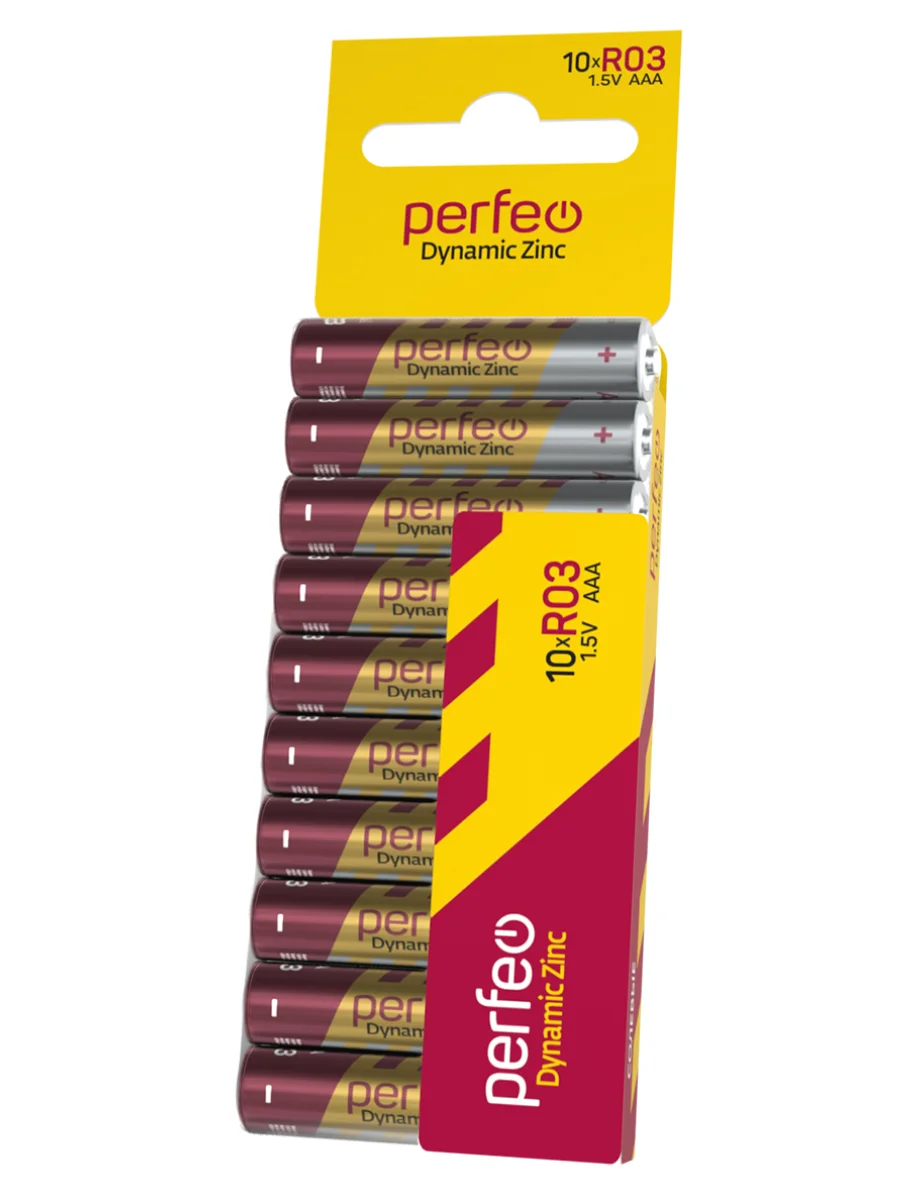 Батарейки солевые мизинчиковые Perfeo R03/10ШТ в плёнке
