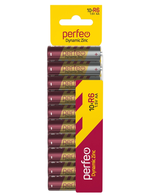 Батарейки солевые пальчиковые Perfeo R6/10ШТ в плёнке