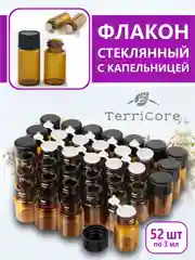 Набор флаконов с капельницей 52шт по 3мл для эфирных масел, баночки стеклянные