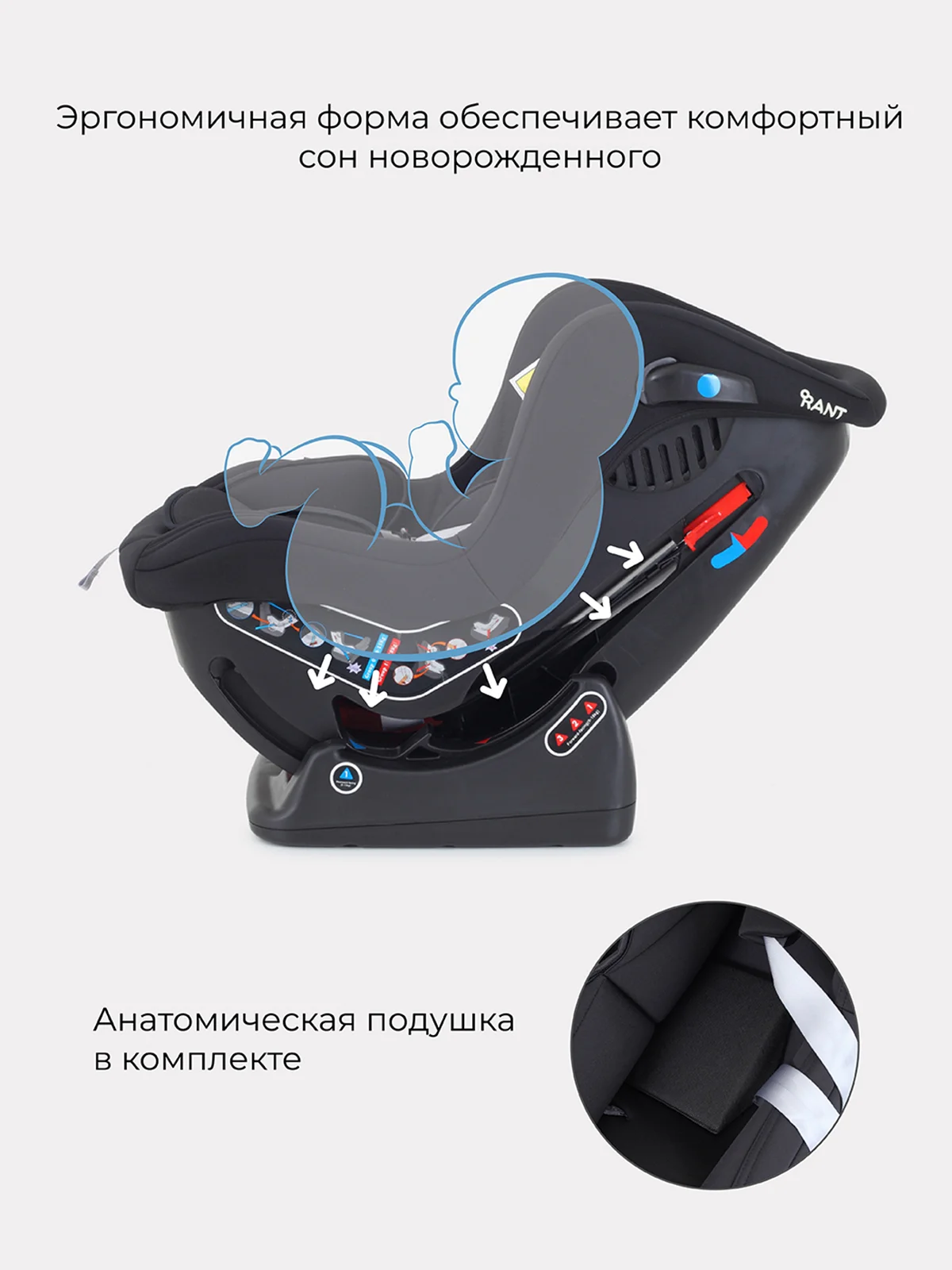 Черный автокресло RANT LB-777 "Pilot" Active Line (Black) группа 0-1 (0-18 кг)