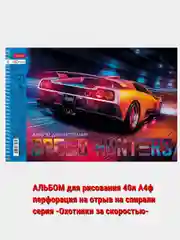 Серый металлик альбом для рисования 40л А4 на скобе 50 видов/Хатбер