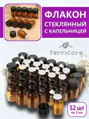 Набор флаконов с капельницей 52шт по 2мл для эфирных масел, баночки стеклянные