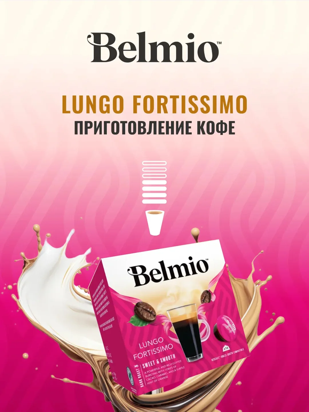 Кофе в капсулах Belmio Lungo Fortissimo, для системы Dolce Gusto, 16 штук