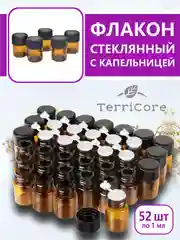 Набор флаконов с капельницей 52шт по 1мл, баночки стеклянные для эфирных масел