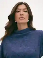 Синий джемпер женский, офисный, повседневный
