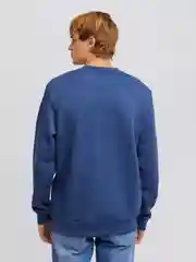 Синий меланж мужской свитшот прямого кроя с начёсом