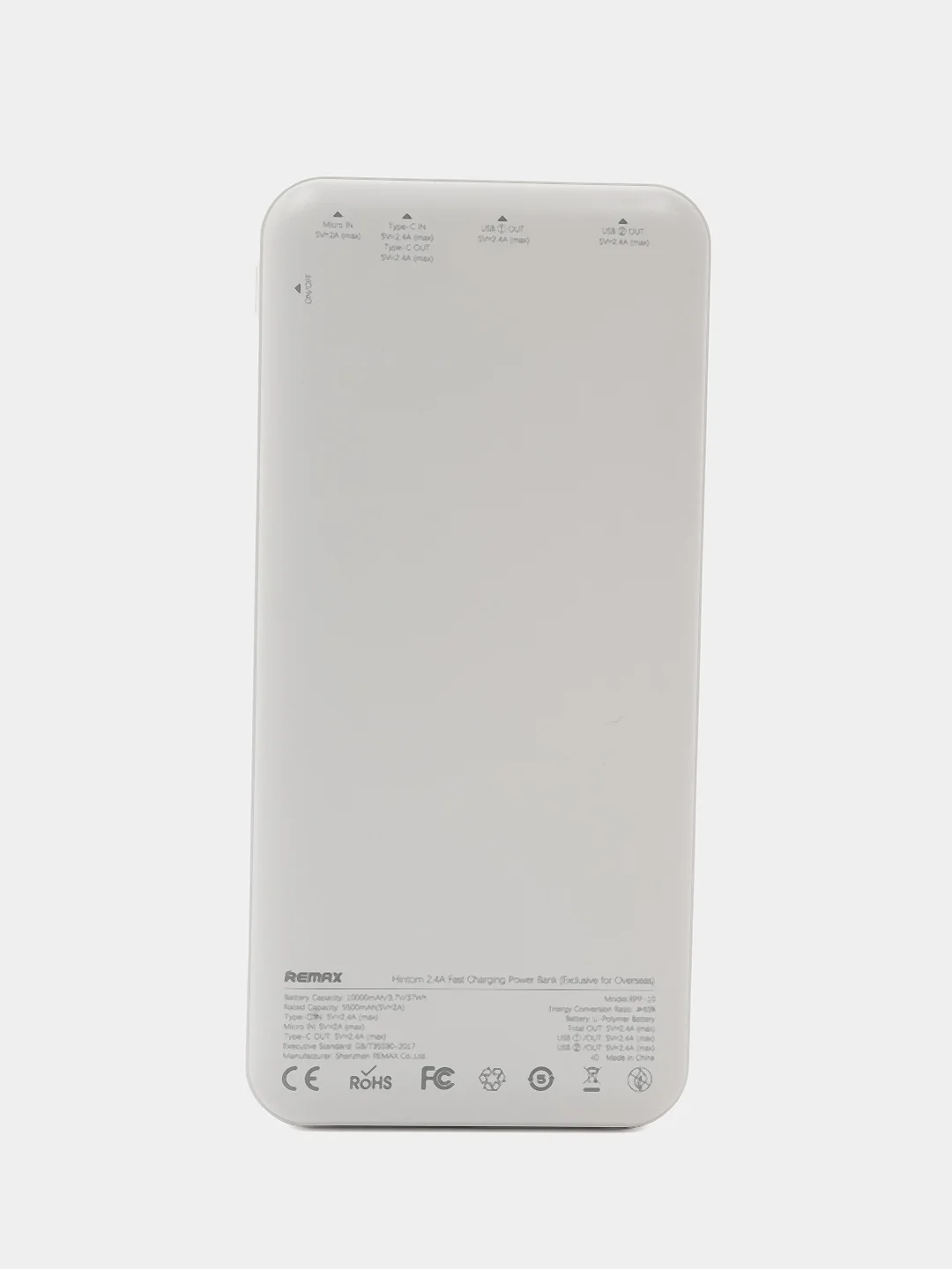 Белый внешний аккумулятор повербанк Remax 10000 MAH 22W+22.5W Power Bank LED Display