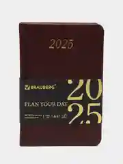 Ежедневник датированный 2025 Brauberg, планер планинг записная книжка А6, под кожу