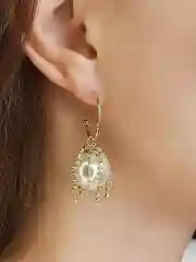 Серьги Жемчуг со стразами на кольце
