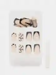 Хром накладные ногти с дизайном, 24 штуки + клей