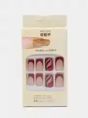 Красный накладные ногти с дизайном, 24 клеевых стикера