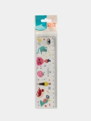 Линейка LOREX TRANSPARENT пластиковая, прозрачная, с рисунком, 16 см