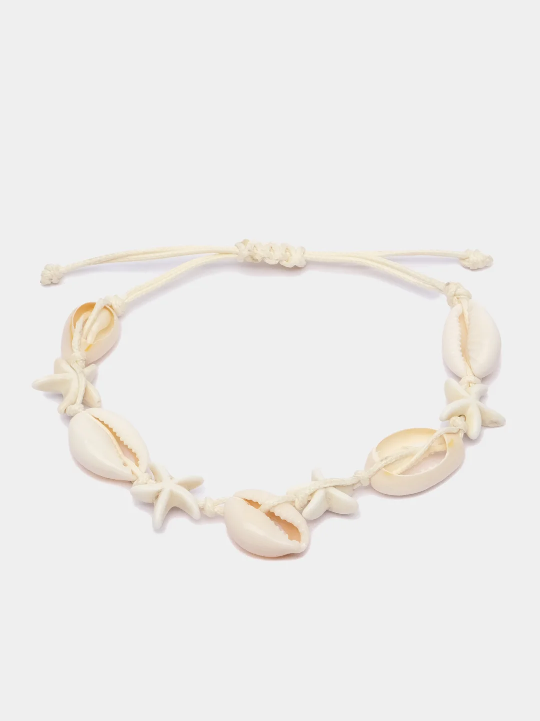 Кремовый браслет из ракушек, mermaid сore, браслет на руку, браслет на ногу ракушки