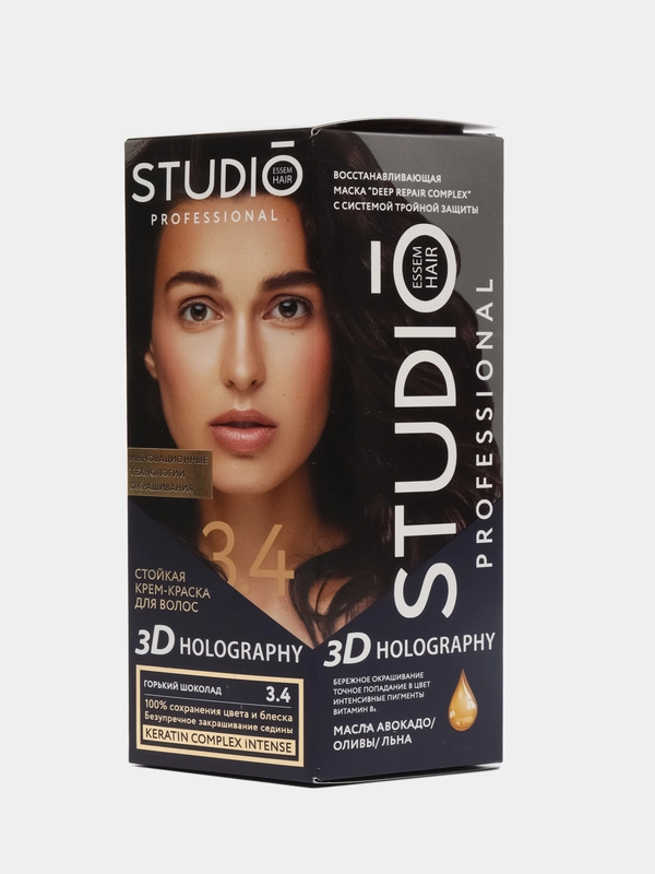Комплект Studio Professional 3D Holography для окрашивания волос 3.4 горький шоколад
