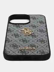 Синий чехол Guess PU leather iPhone 14 Pro Мах из экокожи синий