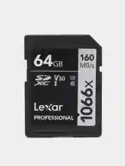 Карта памяти Lexar Professional 1066x SDXC SILVER 64Гб, 128 Гб