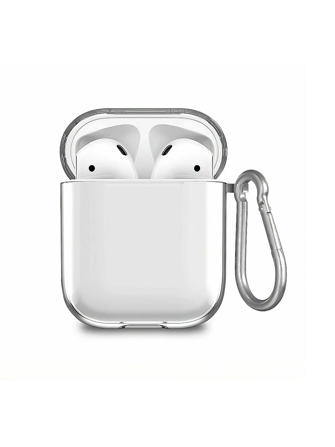 Прозрачный чехол для Apple AirPods 1 / 2 прозрачный силиконовый аирподс с карабином