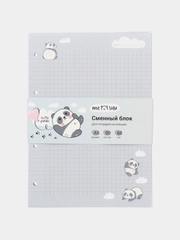Сменный блок 80л., А5, "Cute panda", пленка т/у, в клетку