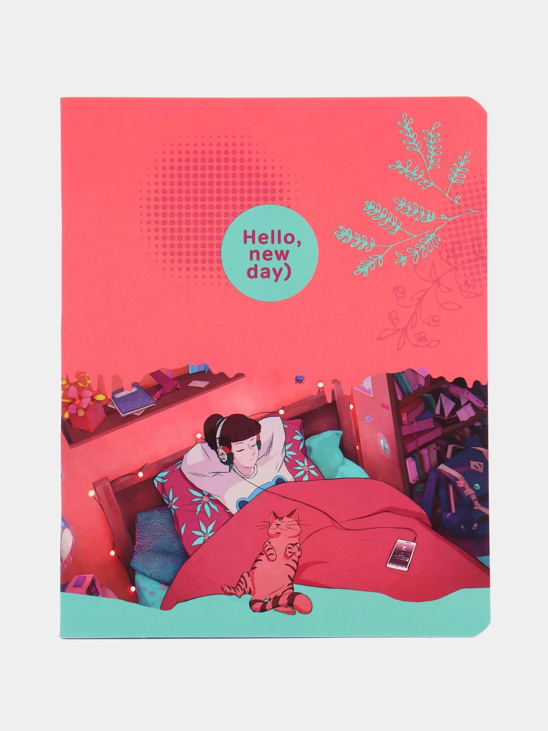 Красный тетрадь 40л., А5, клетка "Hello, new day"
