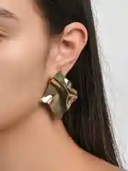 Золотой серьги бижутерия женские, крупные, мятые, из титановой стали