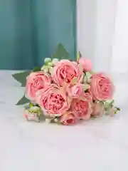 Розовый искусственные цветы пионы, букет пионов