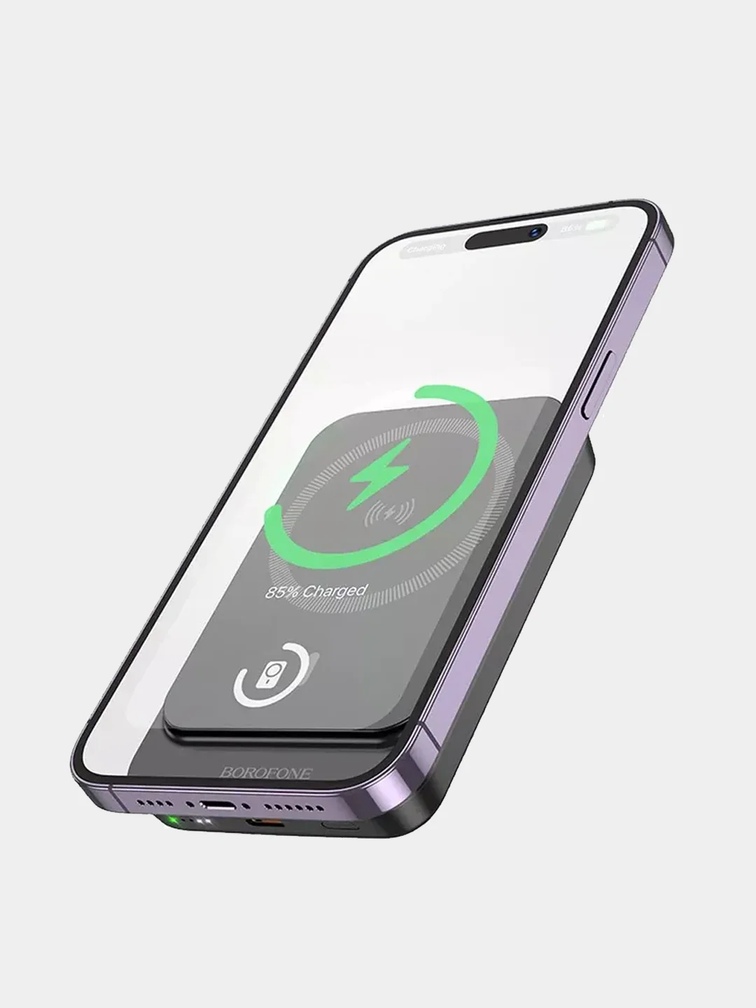 Черный аккумулятор внешний BOROFONE BJ63 5000mAh, PD20W + MagSafe беспроводная зарядка, повербанк