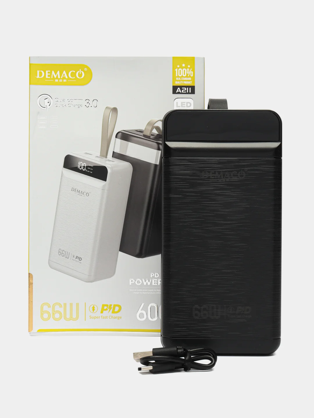 Черный портативная зарядная станция 80000mAh, 60000mAh, 30000mAh. power bank 66W быстрая зарядка