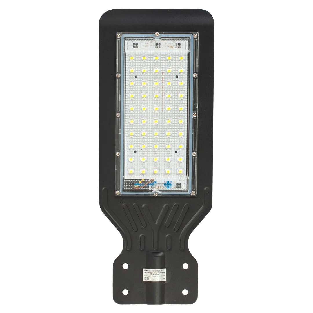 Черный светодиодный уличный консольный светильник GLANZEN 30 Вт IP65 RPD-6500-30-k