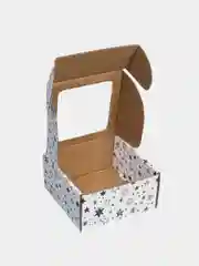 Белый коробка подарочная сборная крафт, белая, с окном,  с рисунком